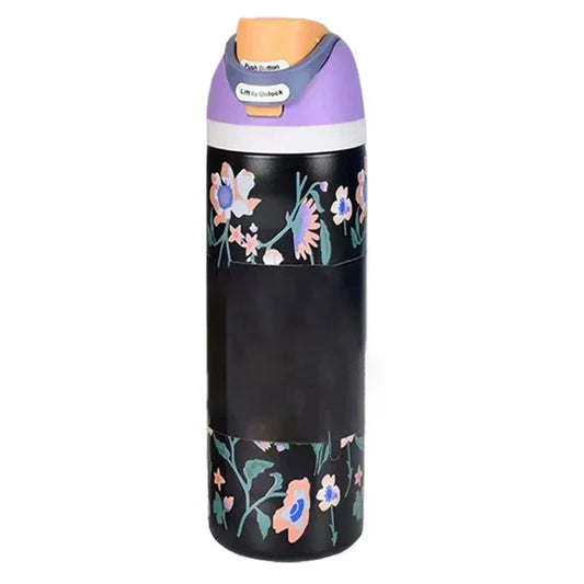 Owala BPA-Free insulated Straw Water Bottle - Flower Black